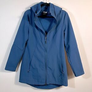 Champion Blue Full Zip Performance Water Resistant Long Coat Hood Women Medium
